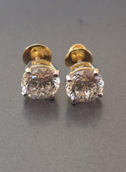 Portuguese cut lab grown diamond earring 14k gold