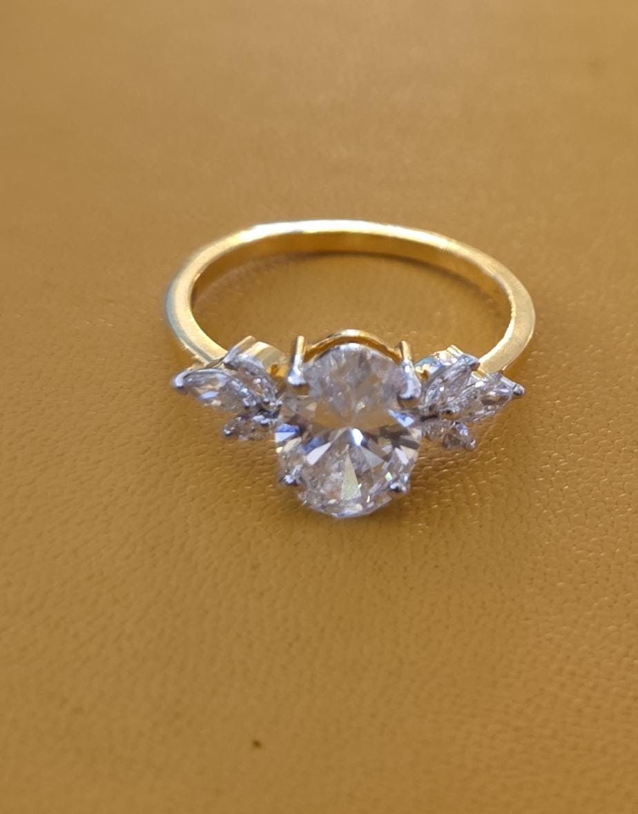 Oval cut lab grown diamond ring 14k gold ring