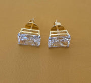 Radiant cut lab grown diamond 14k gold earring