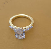 Oval cut lab grown diamond 14k gold ring