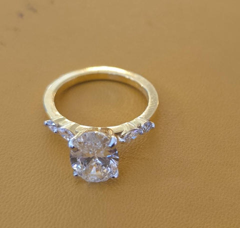 Oval cut lab grown diamond 14k gold ring