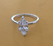 Marquise cut lab grown diamond 14k gold ring