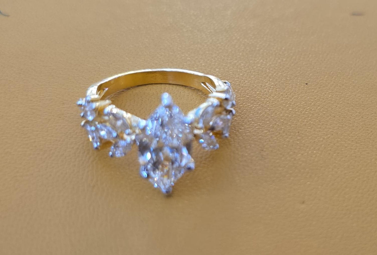 Marquise cut lab grown diamond 14k gold ring