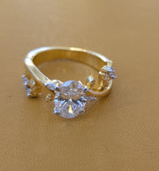 Oval cut lab grown diamond 14k gold ring