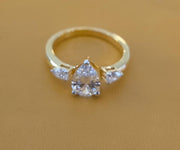 Pear cut Lab grown diamond 14k Gold ring