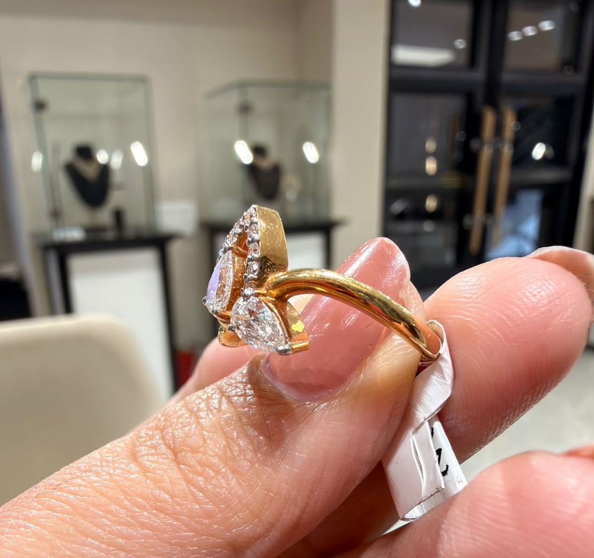 Toi Et Moi Pear & Round Cut Moissanite Diamond Engagement 14K Gold Ring