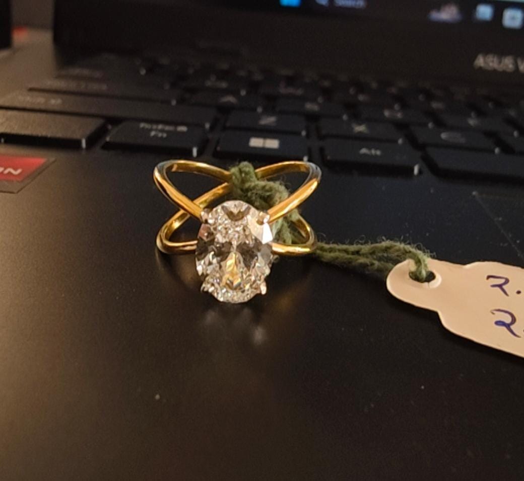 Oval Cut Lab Grown Diamond 14K Engagment Gold Ring