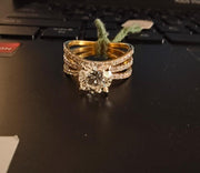 Round Cut Lab Grown Diamond Three lane 14K Engagment Gold Ring