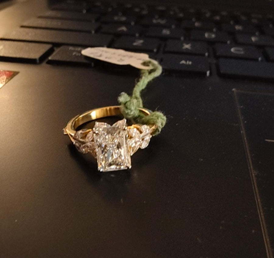 Radiant Cut Lab Grown Diamond 14K Engagment Gold Ring