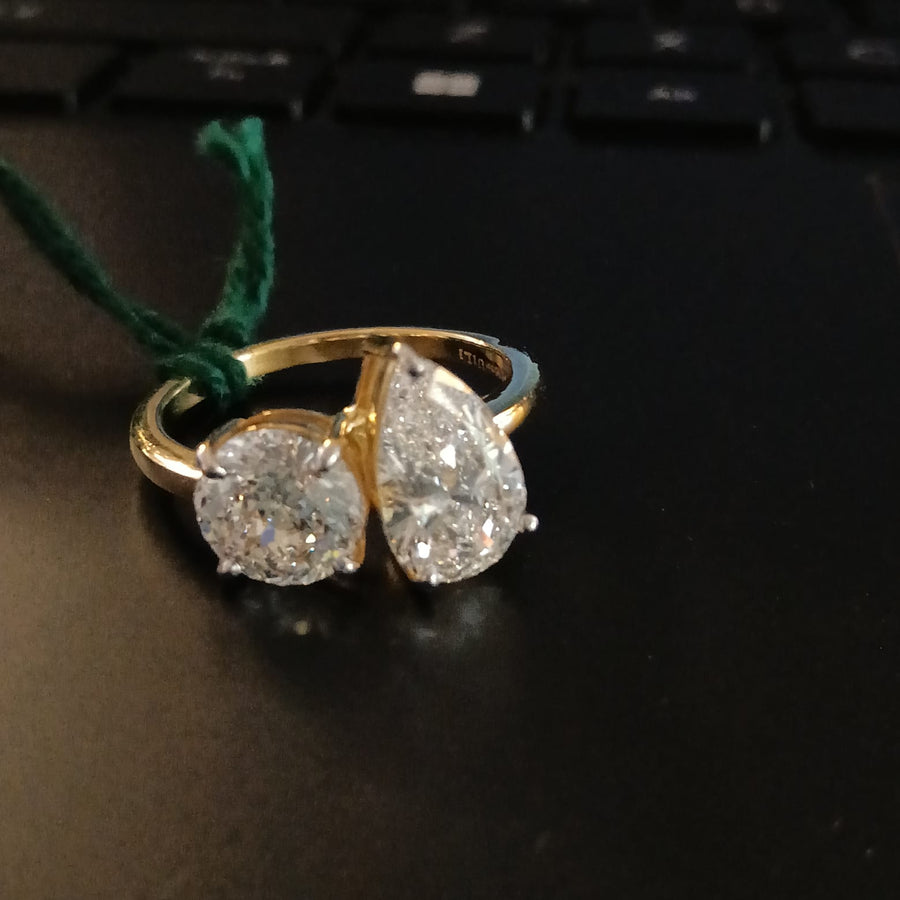 Pear And Portuguese Cut Toi-Et-Moi Lab Grown Diamond 14k Ring