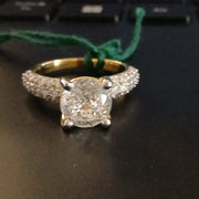 Portuguese cut Lab Grown Diamond Curved Three Lane Pave 14k Ring