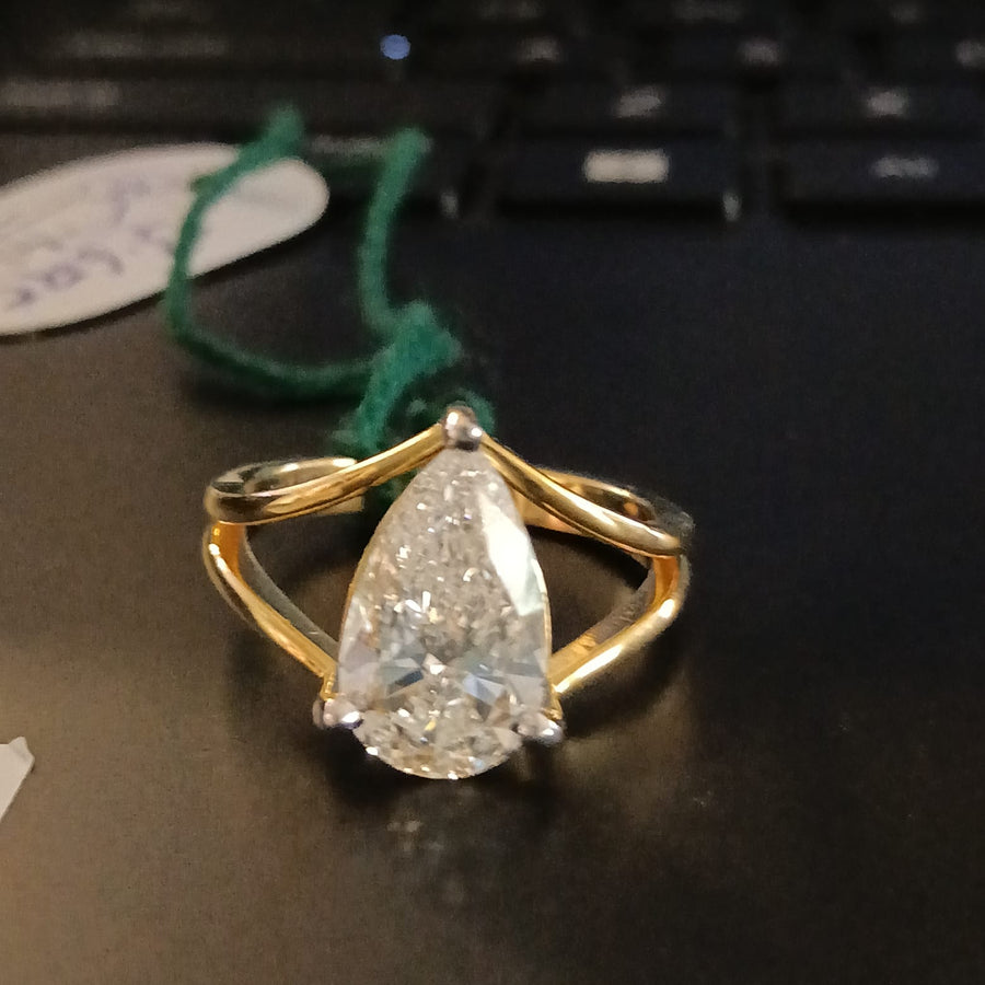 Pear Cut Lab Grown Diamond 14k Ring