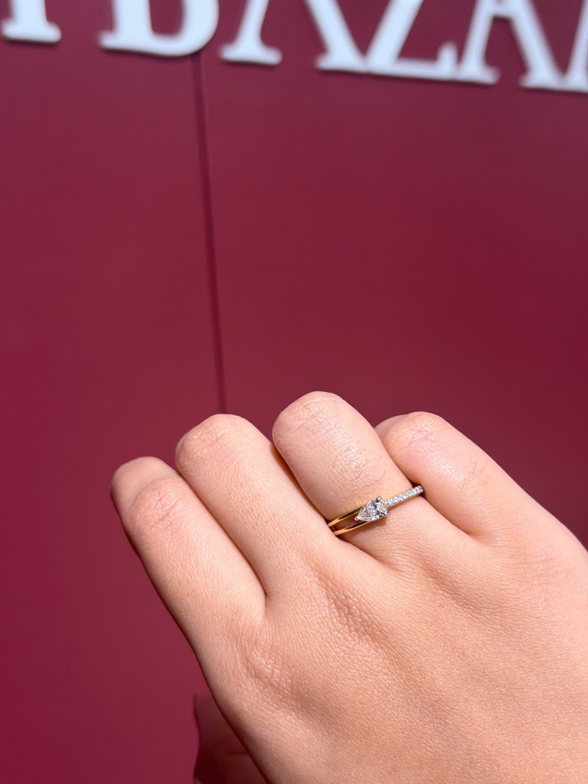 Delicate Halo Pear & Round Cut Moissanite Diamond Engagement 14K Gold Ring