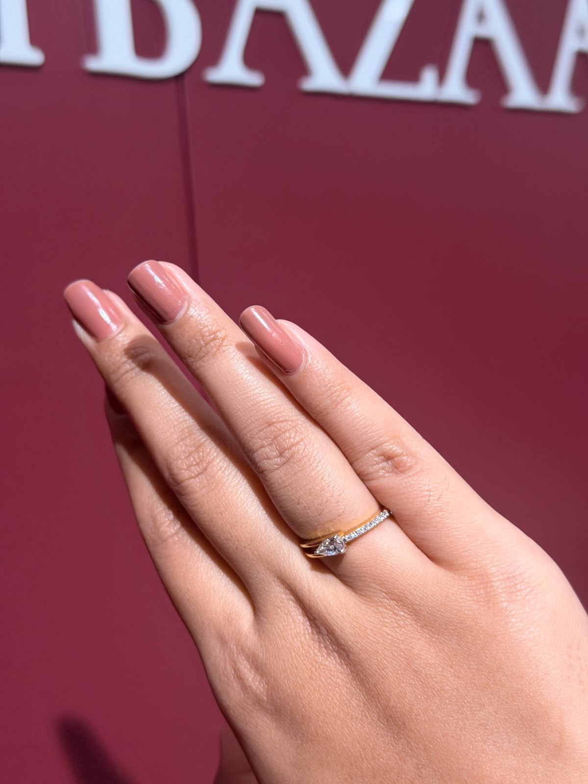 Delicate Halo Pear & Round Cut Moissanite Diamond Engagement 14K Gold Ring