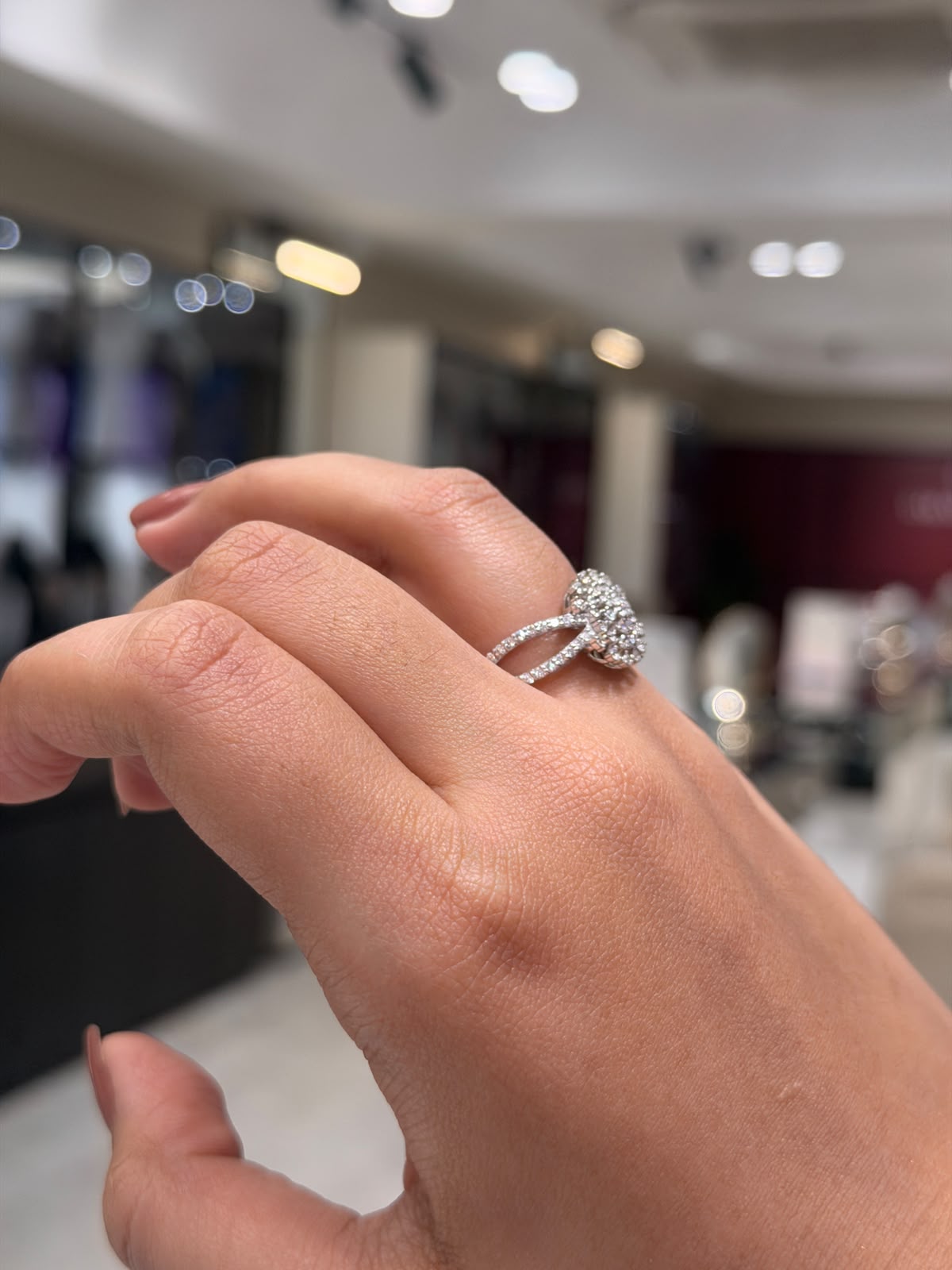 Dome Pavé Round Cut Moissanite Diamond Engagement Sterling Silver Ring