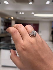 Dome Pavé Round Cut Lab Grown Diamond Engagement 14K Gold Ring