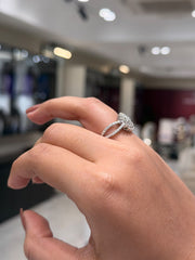 Dome Pavé Round Cut Moissanite Diamond Engagement 9K Gold Ring