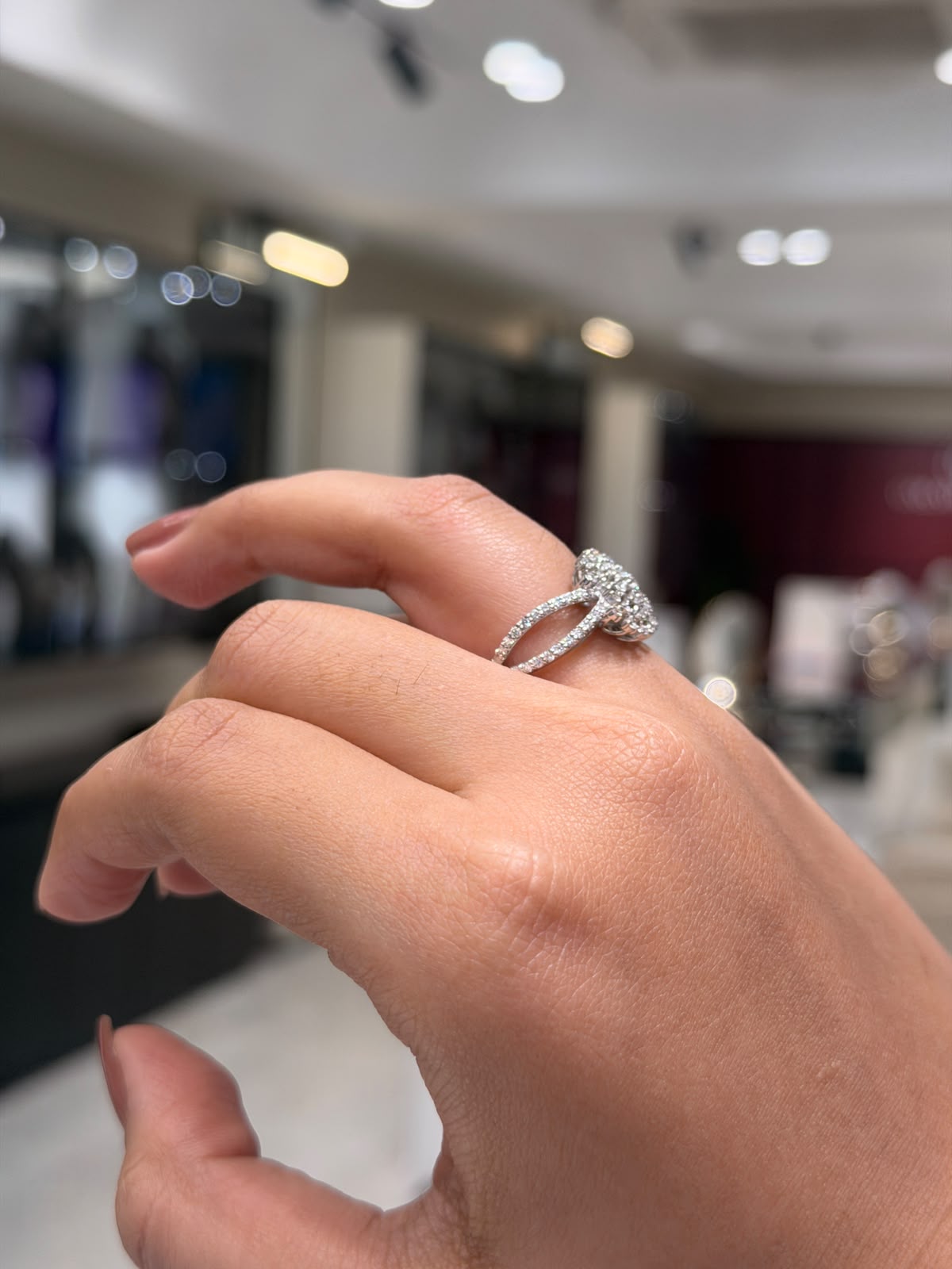 Dome Pavé Round Cut Moissanite Diamond Engagement 9K Gold Ring