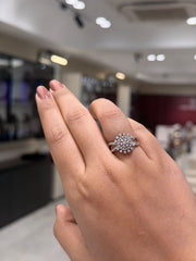 Dome Pavé Round Cut Lab Grown Diamond Engagement 14K Gold Ring