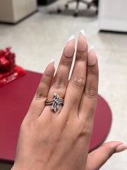 Floral Cluster Marquise Cut Lab Grown Diamond Engagement 9K Gold Ring
