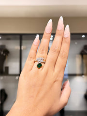 Amelie Eclat Emerald Bloom Gemstone and Moissanite Diamond Engagement 9K Gold Ring
