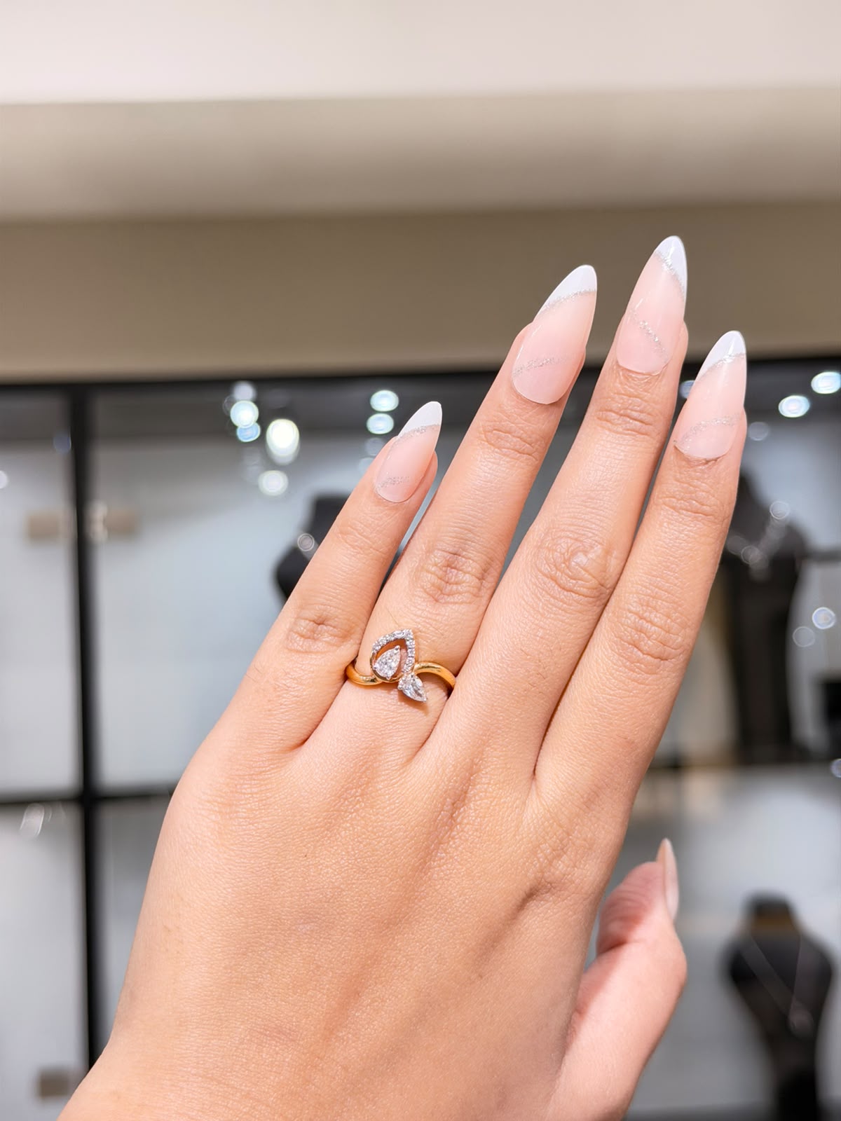 Toi Et Moi Pear & Round Cut Lab Grown Diamond Engagement 14K Gold Ring