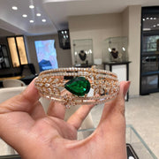Green Stone Pear Cut Moissanite Diamond Sterling Silver Bracelet