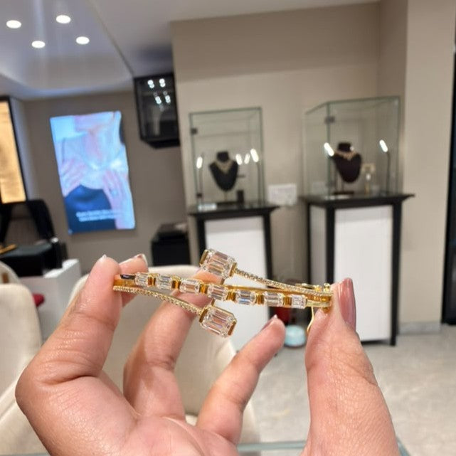 Emerald Cut Moissanite Diamond Sterling Silver Bracelet
