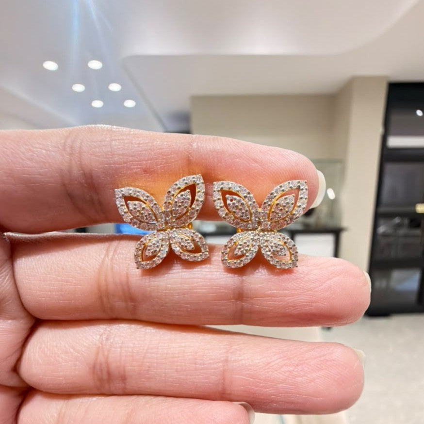 Butterfly Style Moissanite Diamond Sterling Silver Earrings