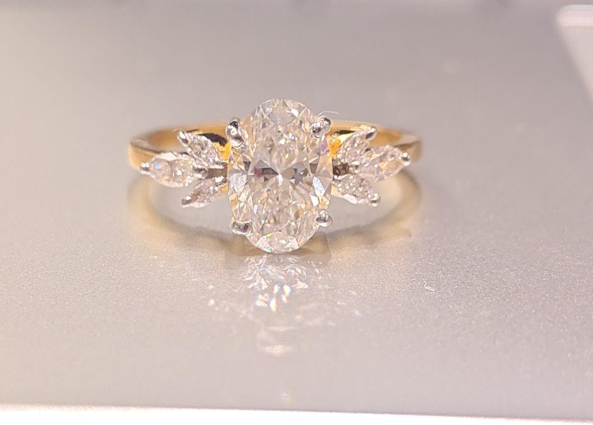 Oval Cut Lab Grown Diamond 14k Gold Ring