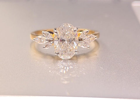 Oval Cut Lab Grown Diamond 14k Gold Ring