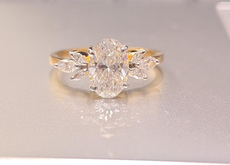 Oval Cut Lab Grown Diamond 14k Gold Ring