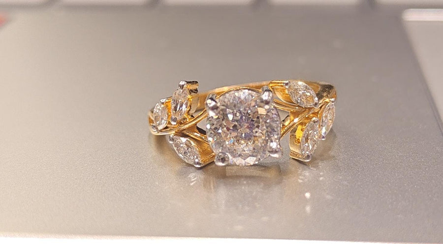 Portuguese Cut Lab Grown Diamond 14k Gold Ring