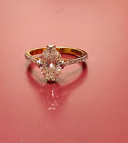 Oval Cut Tulip Lab Grown Diamond 14k Gold Ring