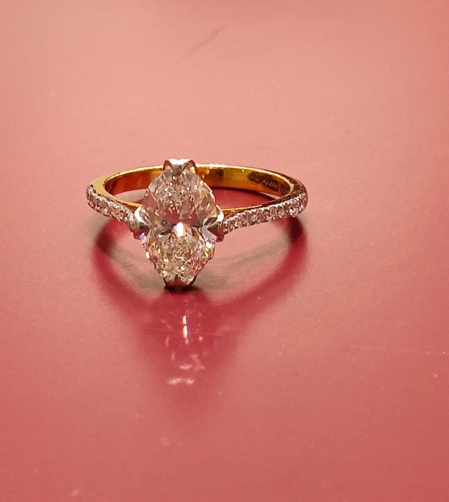 Oval Cut Tulip Lab Grown Diamond 14k Gold Ring
