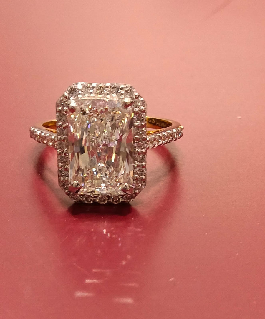 Radiant Cut Halo Lab Grown Diamond 14k Gold Ring