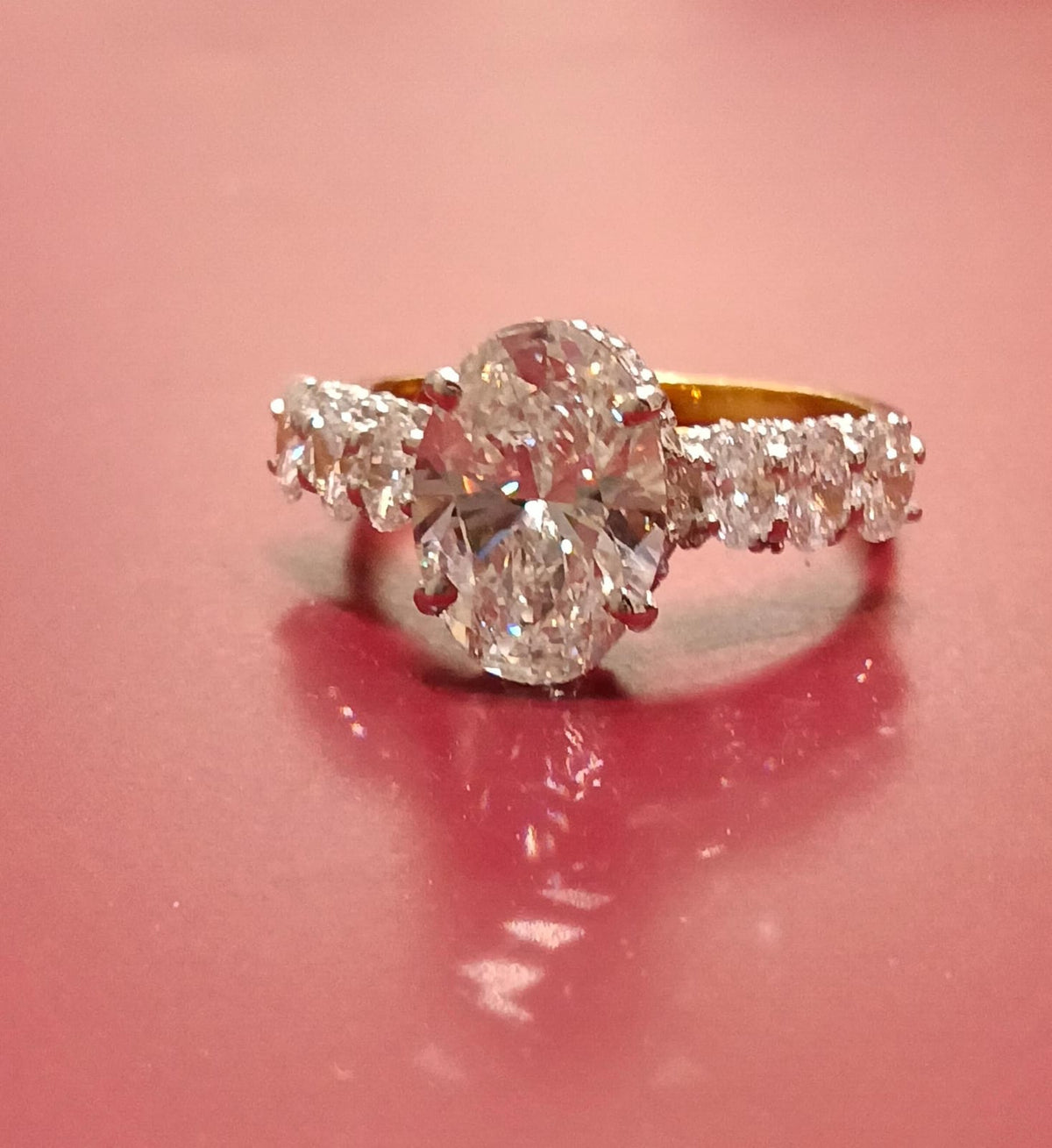 Oval Cut Lab Grown Diamond 14k Gold Ring