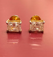 Radiant Cut Lab Grown Diamond 14k Gold Earing