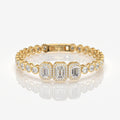 Women's Emerald Cut Moissanite Diamond Sterling Silver Bracelet