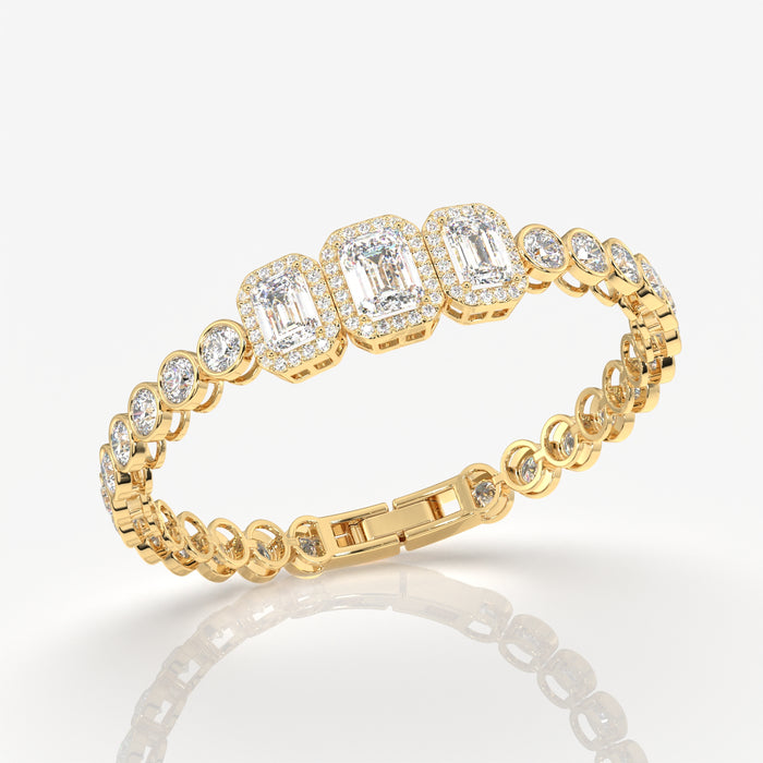 Women's Emerald Cut Moissanite Diamond Sterling Silver Bracelets