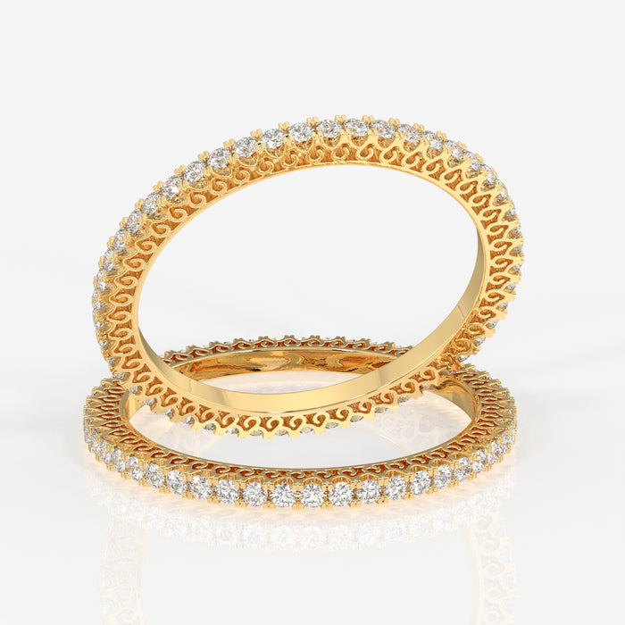 Women's Round Cut Moissanite Diamond 18K Gold Bangle