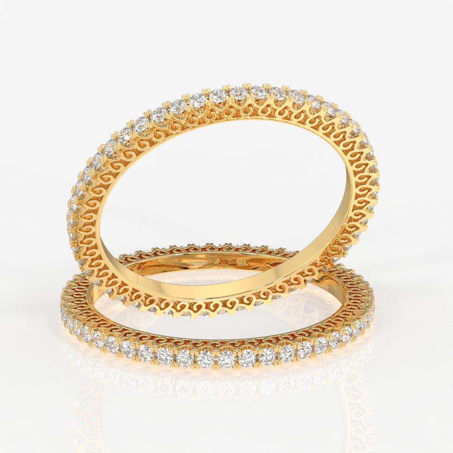 Women's Round Cut Moissanite Diamond 18K Gold Bangle