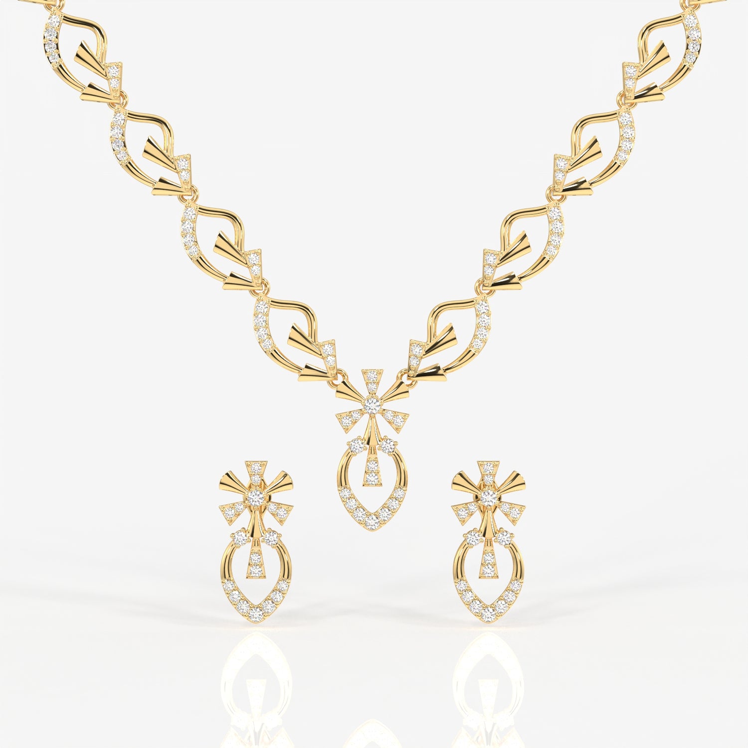 Women's Round Cut Moissanite Diamond Sterling Silver Necklace & Earrings
