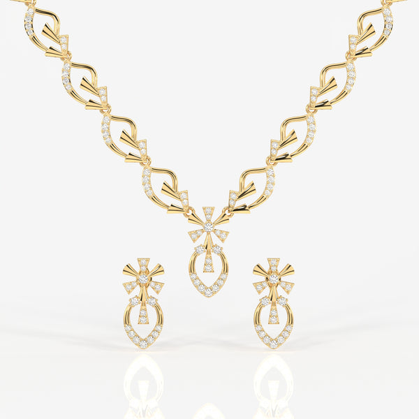 Women's Round Cut Moissanite Diamond Sterling Silver Necklace & Earrings