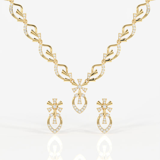 Women's Round Cut Moissanite Diamond Sterling Silver Necklace & Earrings