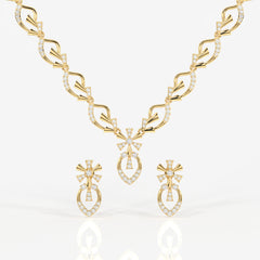 Women's Round Cut Moissanite Diamond Sterling Silver Necklace & Earrings