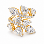 Laurel Cascade Pear Cut Lab Grown Diamond 14K Gold Ring — studio render