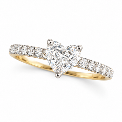 Anya Arc Halo Heart Cut Lab Grown Diamond 14K Gold Ring studio image on white background