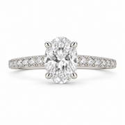 Astra Vale Oval Lab Grown Diamond Pave 14K Gold Ring studio image on white background