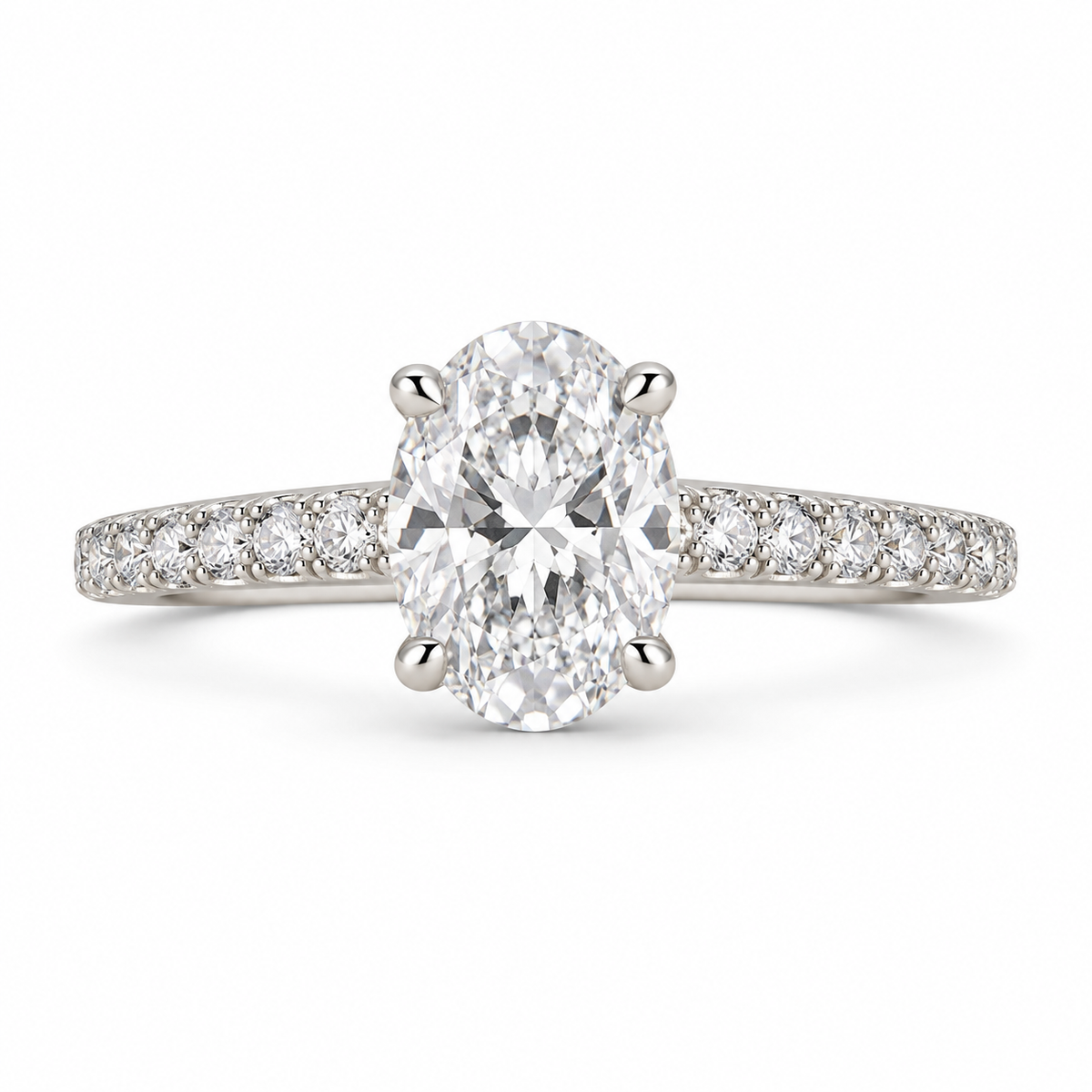 Astra Vale Oval Lab Grown Diamond Pave 14K Gold Ring studio image on white background